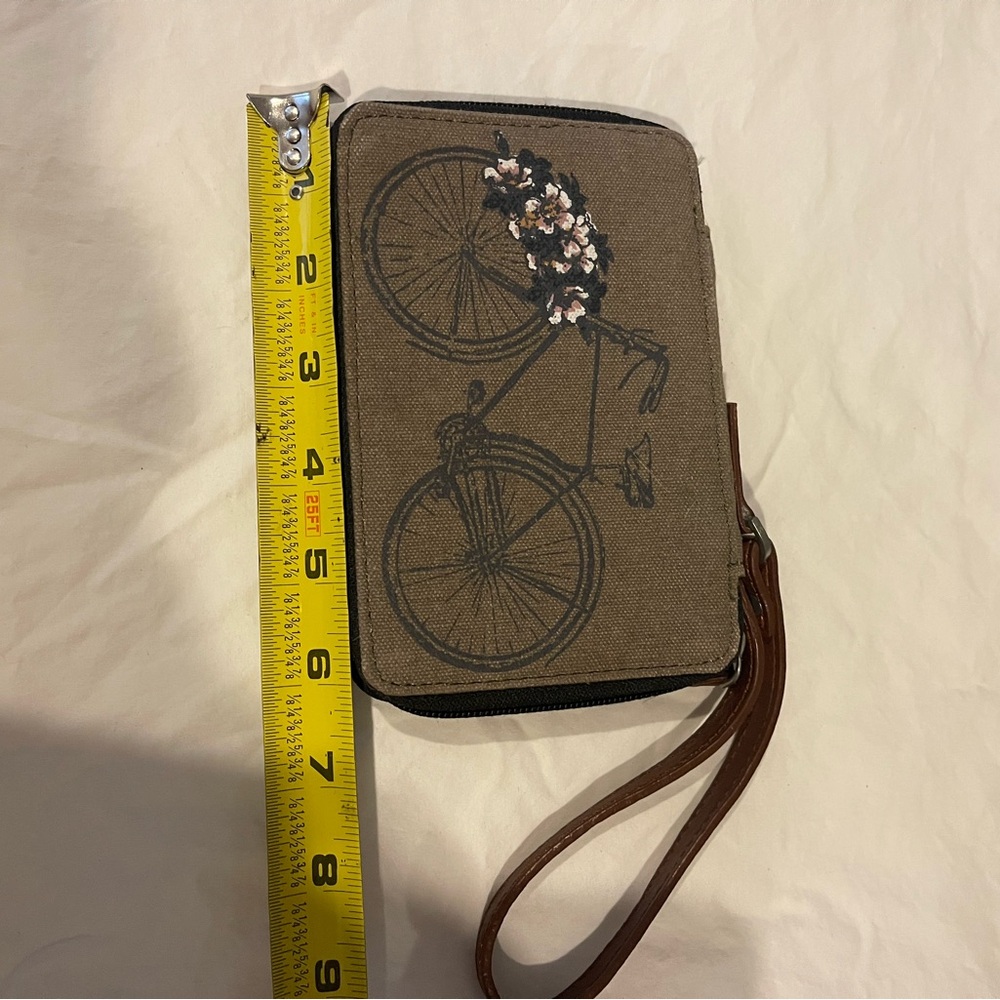 Canvas Bicycle Wristlet with Floral Detail